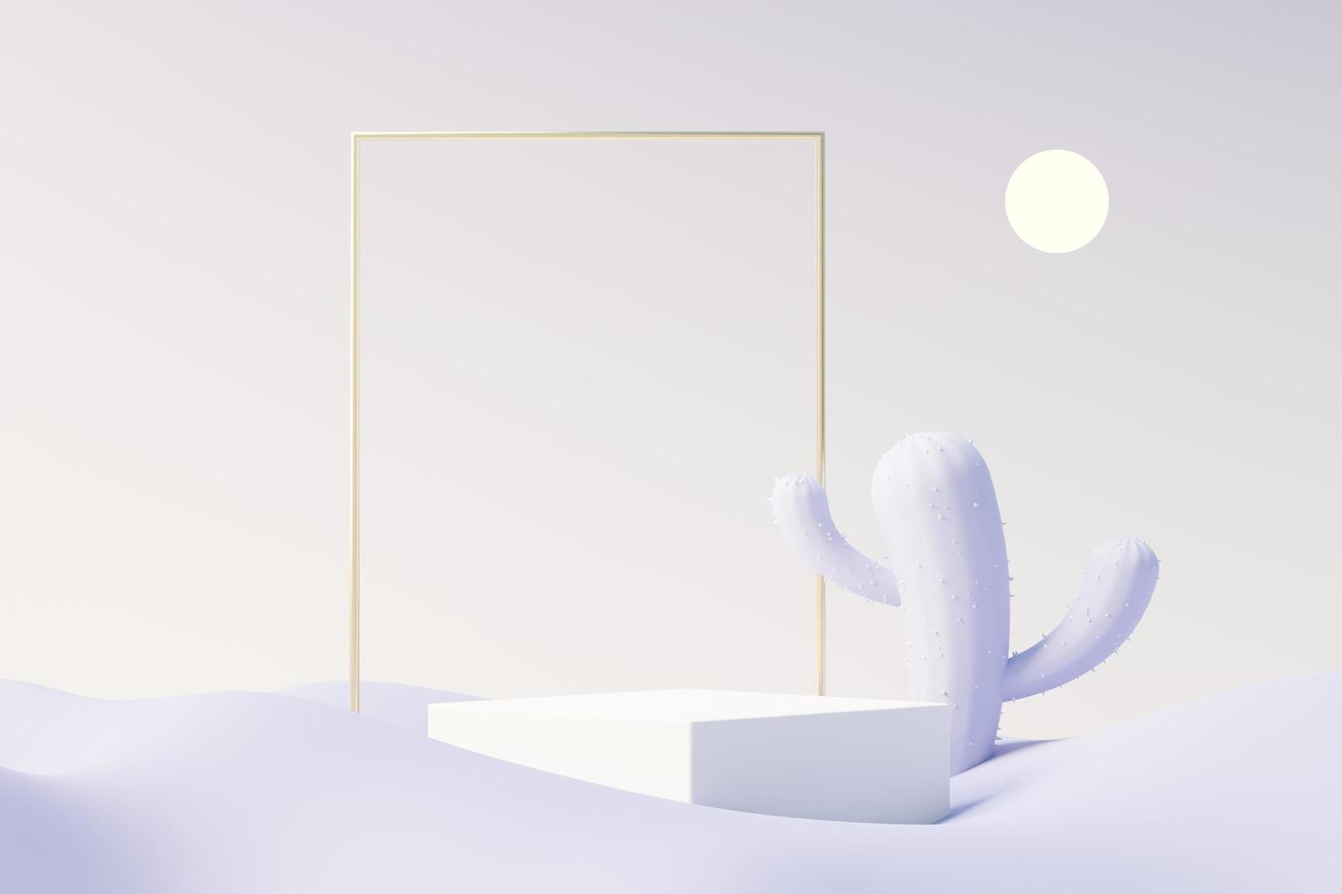 3d render of Beauty podium with Very Peri color of the year 2022 design for product presentation and advertising. Minimal pastel sky and Dreamy land scene. Romance concept. photo