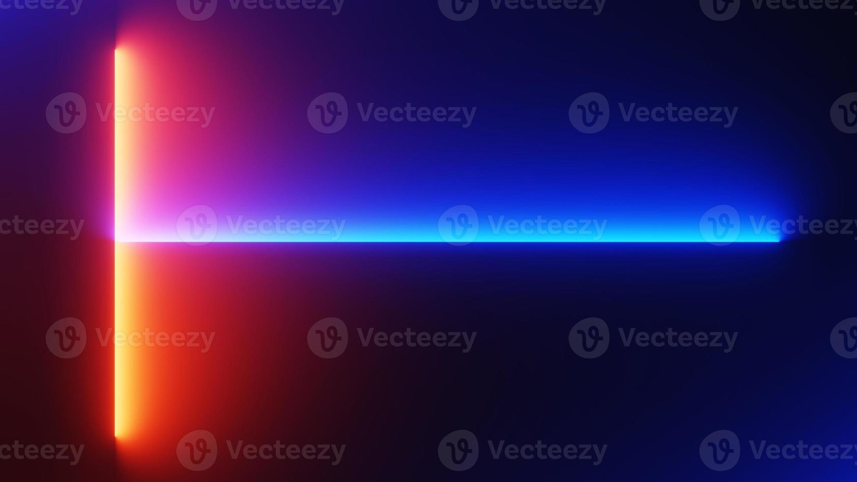 3d render of flash neon and light glowing on dark scene. Speed light moving lines. photo