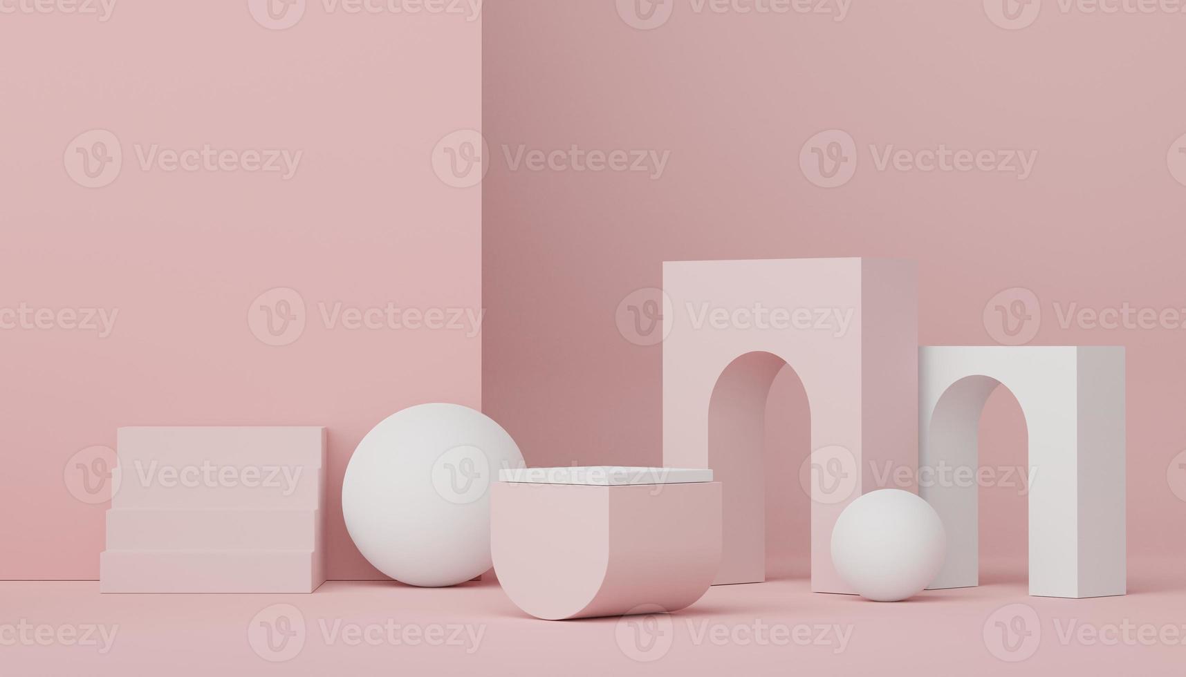 3d render display podium for product and cosmetic presentation. Minimal scene for advertising. Abstract clean background for web banner and mock up. simple geometric shapes. photo