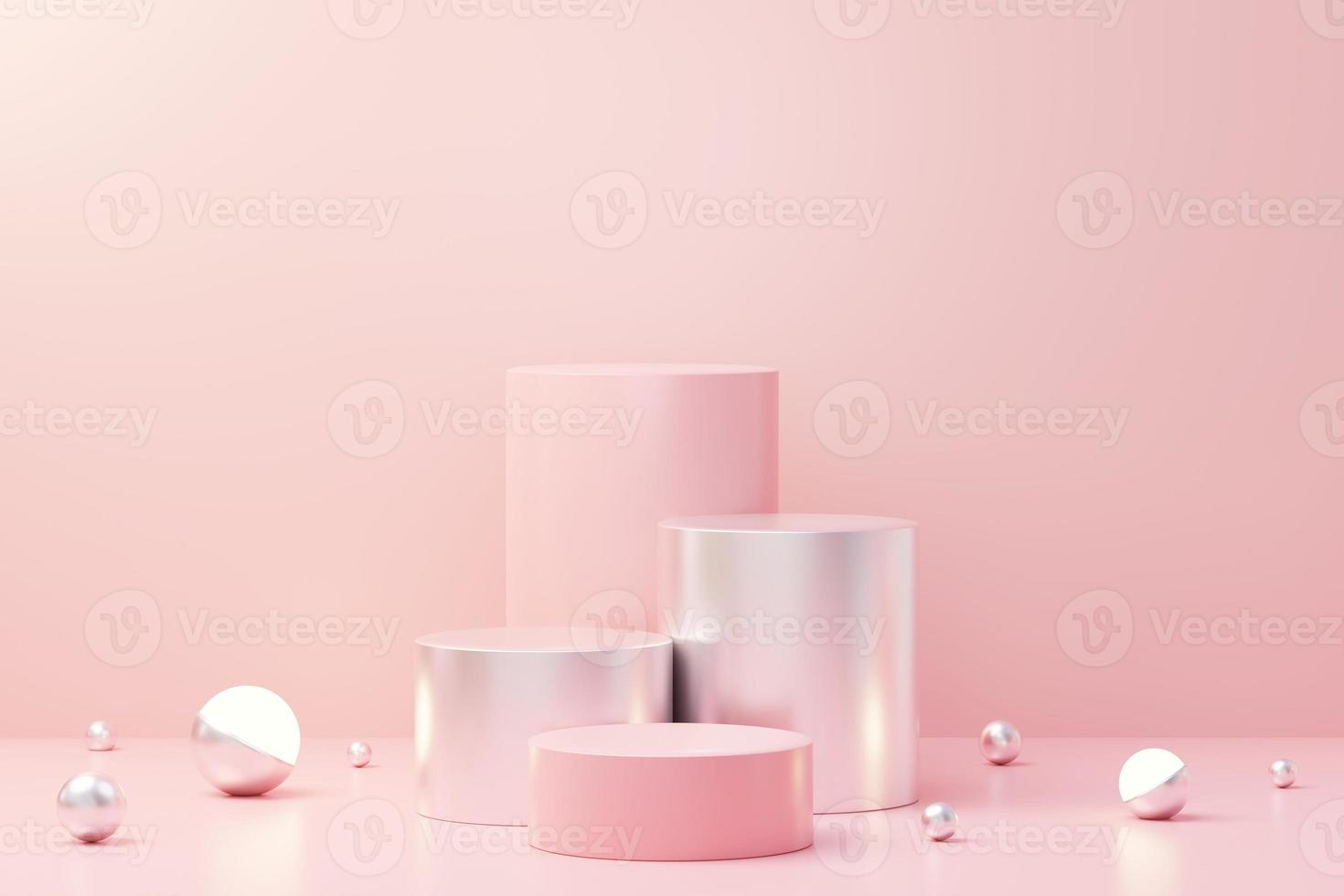 3d render abstract display podium platform for  product presentation and advertising. Minimal scene backdrop with clean design. Vacant pedestal for mock up. Empty stage with pastel color for cosmetic. photo