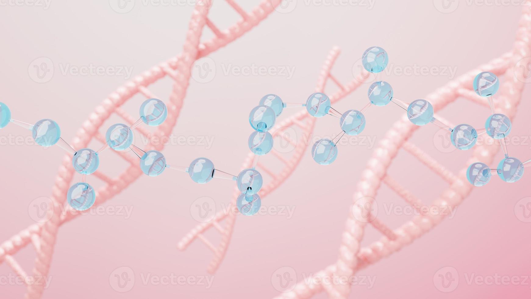 3d render of simple chemical bond in side cell or molecules. The associated of atoms, ions, bond and molecules. Liquid drop bubble background. Covalent bond. Biochemical interaction. photo