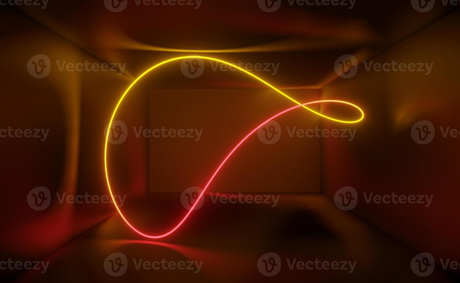 3d render of RGB neon light on darkness background. Abstract Laser lines show at night. Ultraviolet spectrum beam scene photo