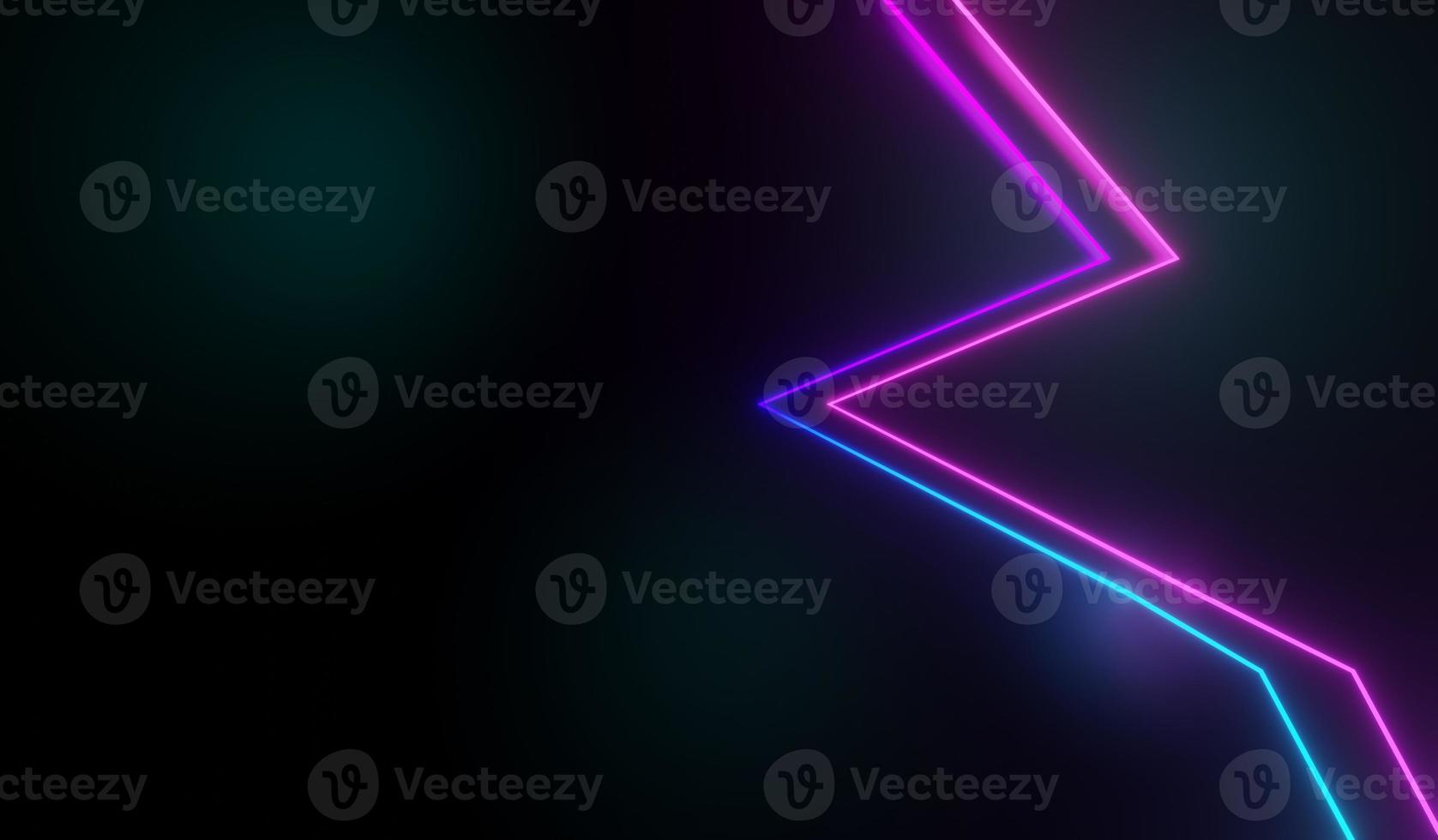 3d render of RGB neon light on darkness background. Abstract Laser lines show at night. Ultraviolet spectrum beam scene photo