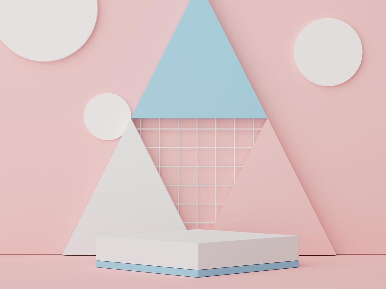 Abstract display podium with minimal geometric shapes design. 3d  rendering scene for mock up and product presentation. Pedestal platform for cosmetic advertise. photo