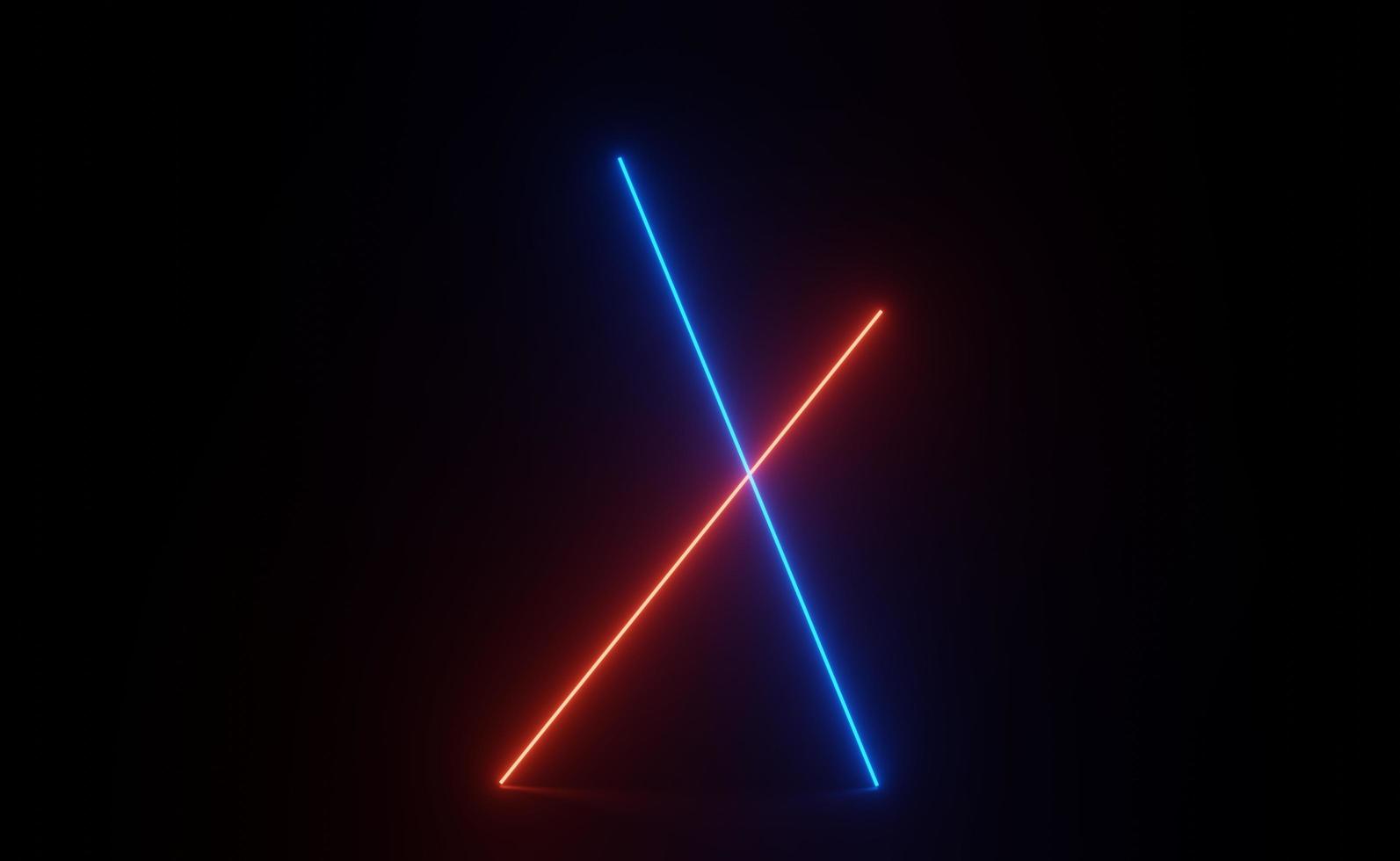3d render of RGB neon light on darkness background. Abstract Laser lines show at night. Ultraviolet spectrum beam scene photo