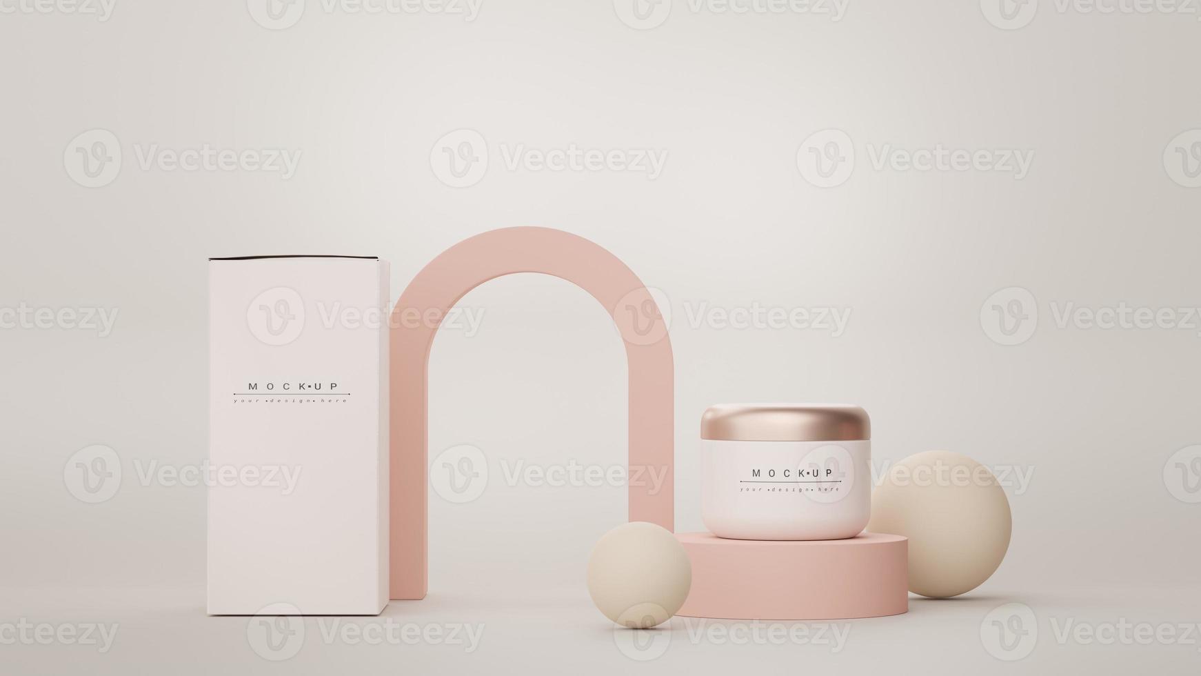 3d render of blank cosmetics skincare product or packaging for mock up. Beauty soap and spa concept. Lotion oil moisture for skin health. Premium and luxury design for branding. photo