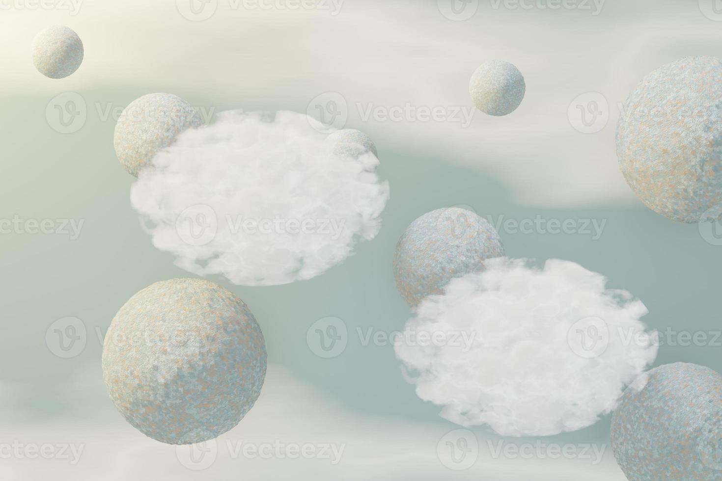 3d render of pastel ball, soaps bubbles, blobs that floating on the air isolated on pastel background. Abstract scene. photo