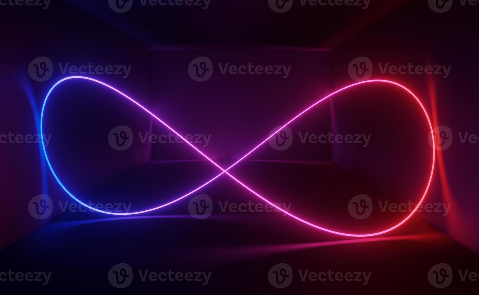 3d render of RGB neon light on darkness background. Abstract Laser lines show at night. Ultraviolet spectrum beam scene photo