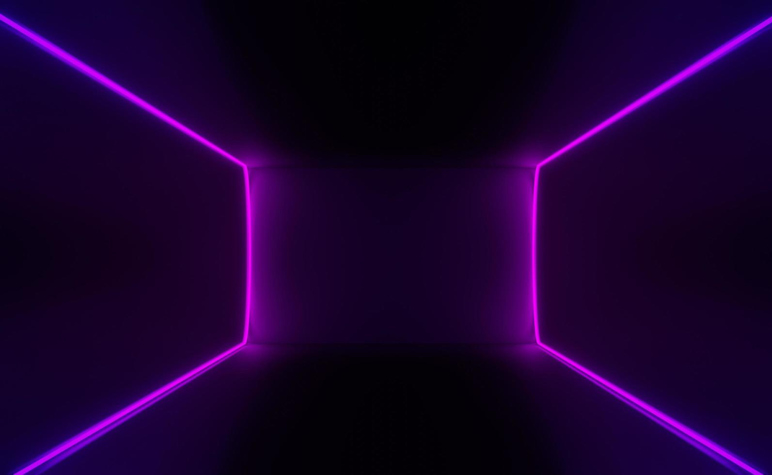 3d render of RGB neon light on darkness background. Abstract Laser lines show at night. Ultraviolet spectrum beam scene photo