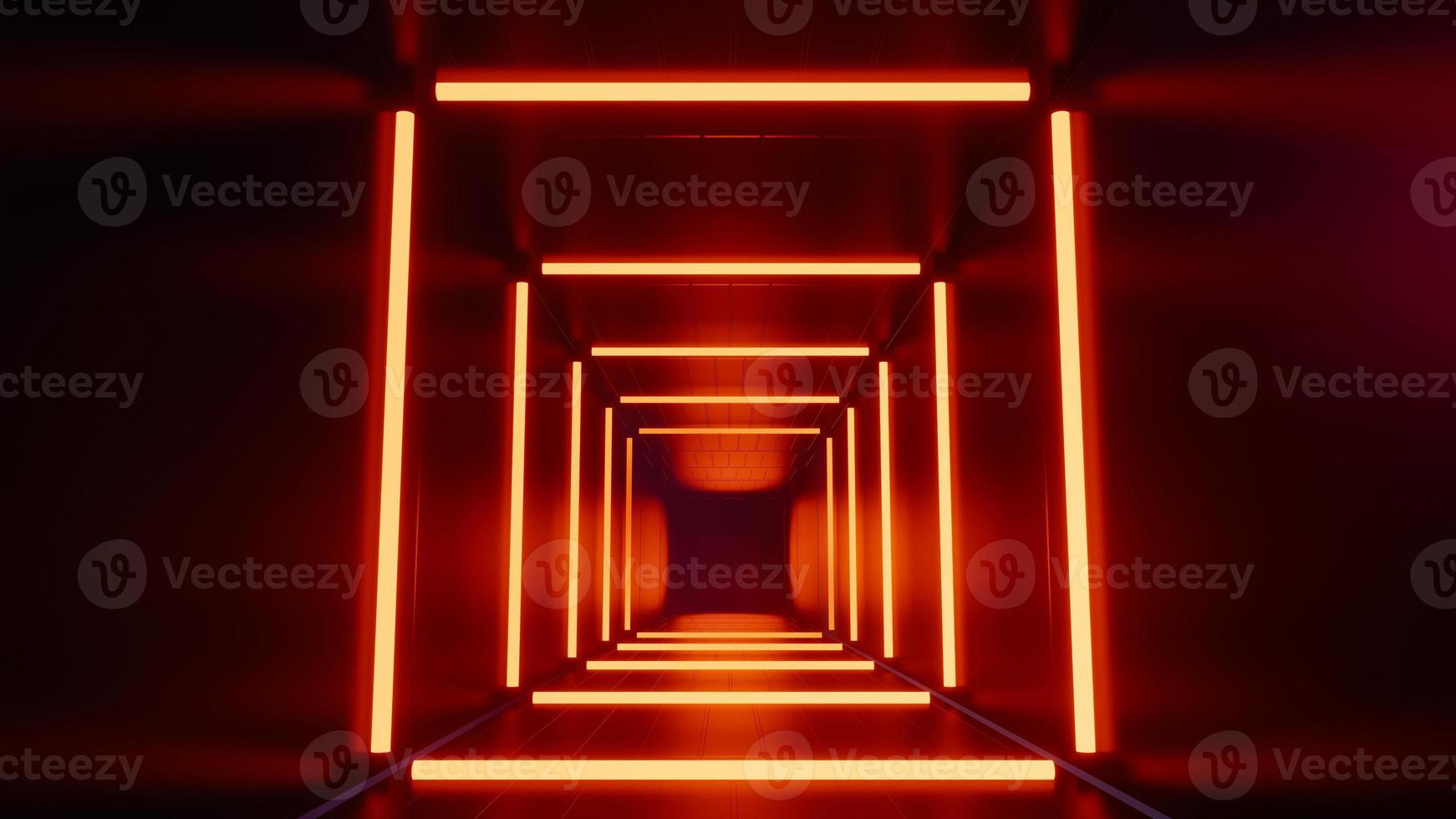 Render 3D de neón flash y luz que brilla intensamente en la escena oscura. Túnel de luz de velocidad a través de la ciudad o urbano. tecnología internet de la futura red. ciencia ficción de viajes interestelares en el hiperespacio. foto