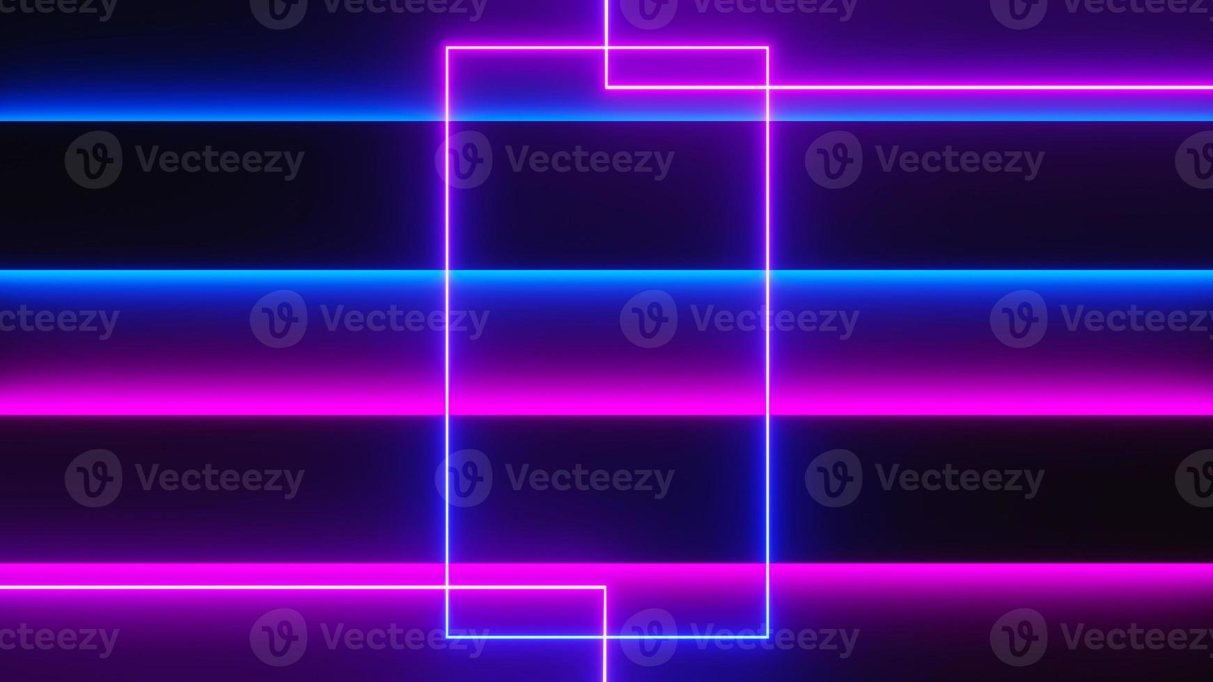 3d render of flash neon and light glowing on dark scene. Speed light moving lines. photo