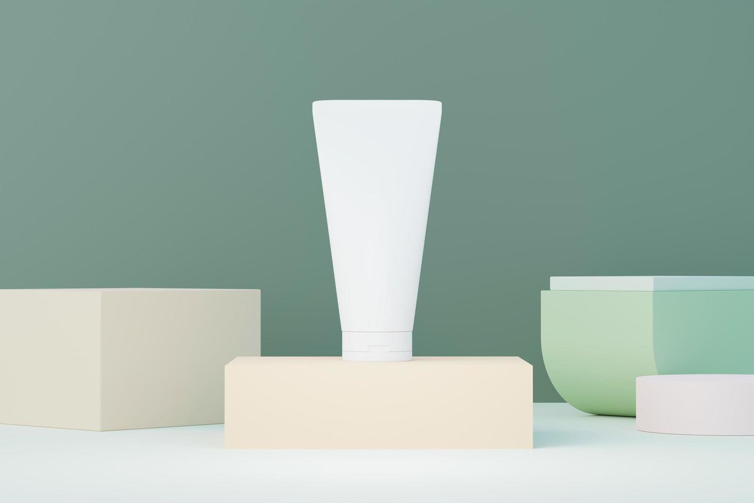 3d render of blank cosmetics skincare product or packaging for mock up. Beauty soap and spa concept. Lotion oil moisture for skin health. Premium and luxury design for branding. photo