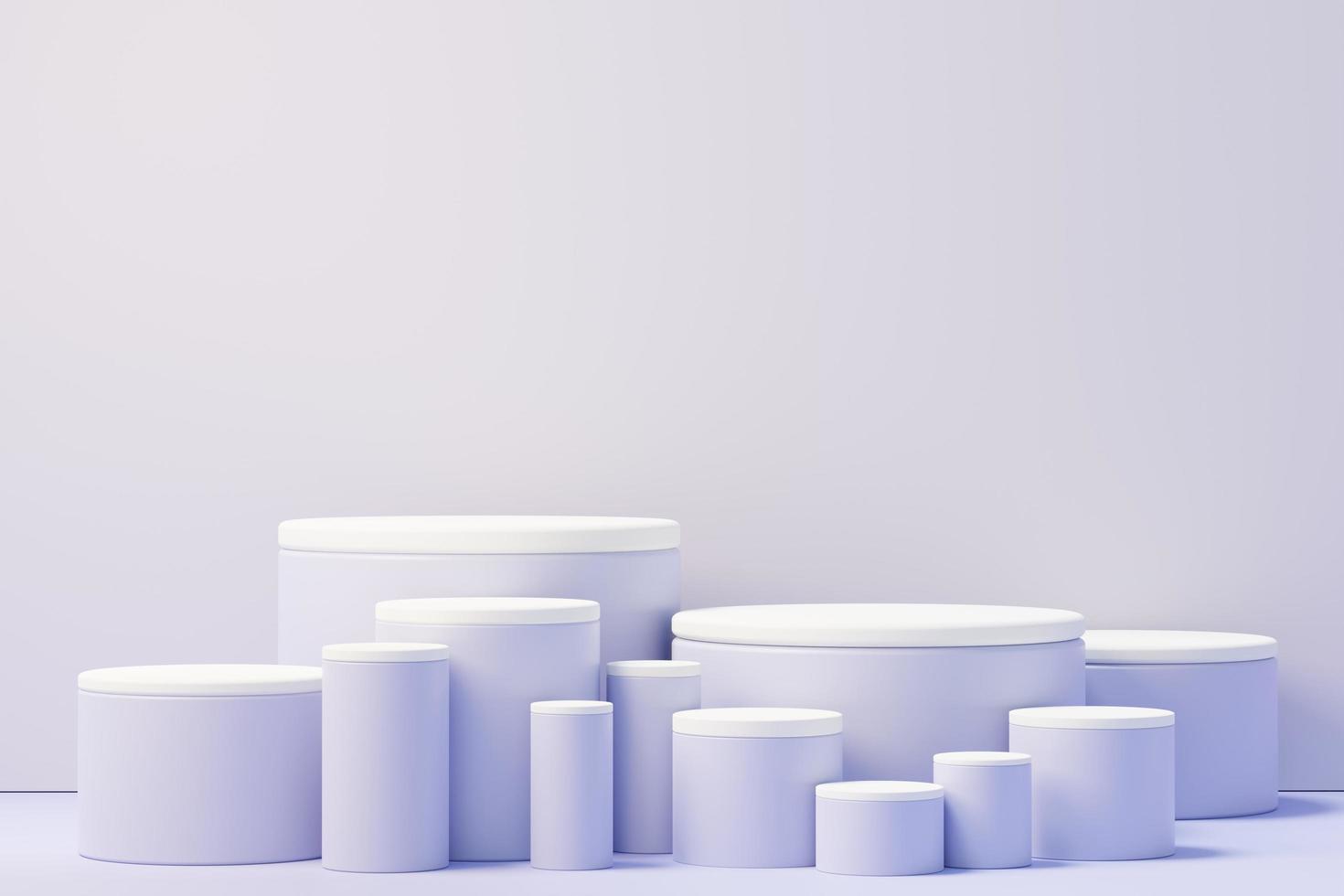 3d render of Beauty podium with Very Peri color of the year 2022 design for product presentation and advertising. Minimal pastel sky and Dreamy land scene. Romance concept. photo