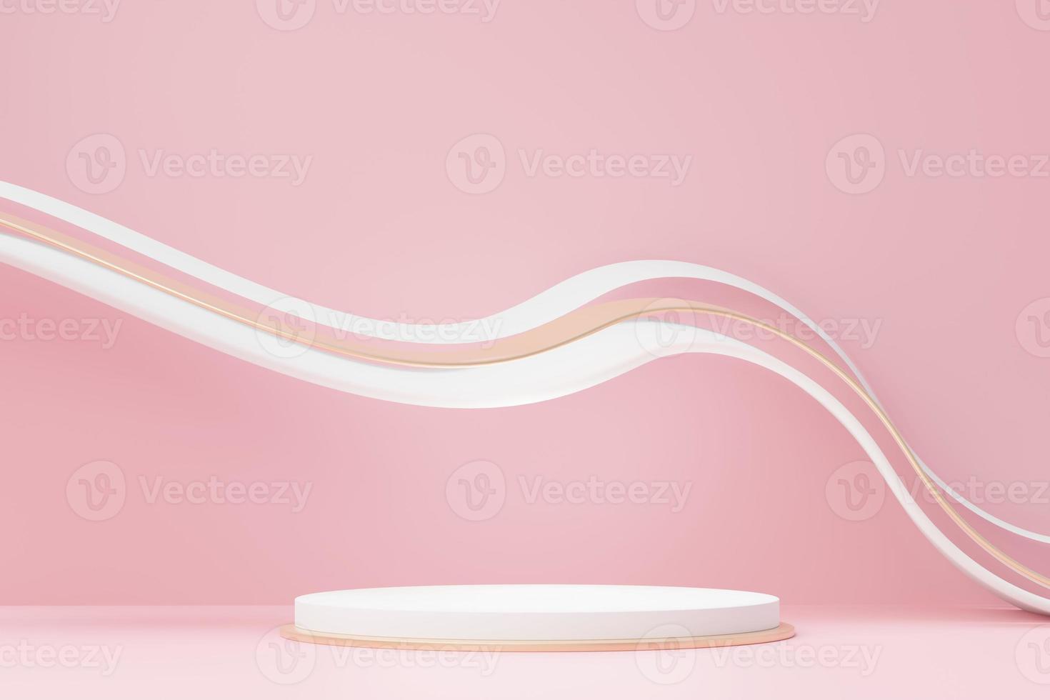 3d render abstract display podium platform for  product presentation and advertising. Minimal scene backdrop with clean design. Vacant pedestal for mock up. Empty stage with pastel color for cosmetic. photo