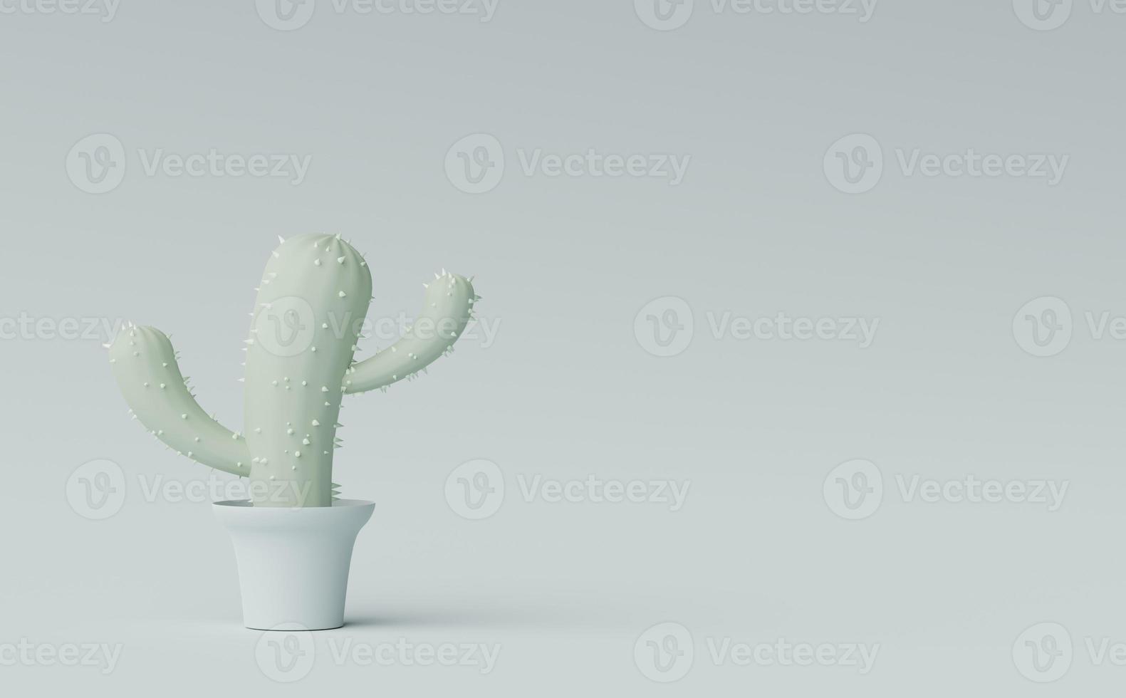 3d render abstracto mínimo de cactus de dibujos animados de ilustración en maceta de árbol sobre fondo de tonos tierra pastel. escena de exhibición para maquetas y presentación de productos. plataforma para publicidad. foto