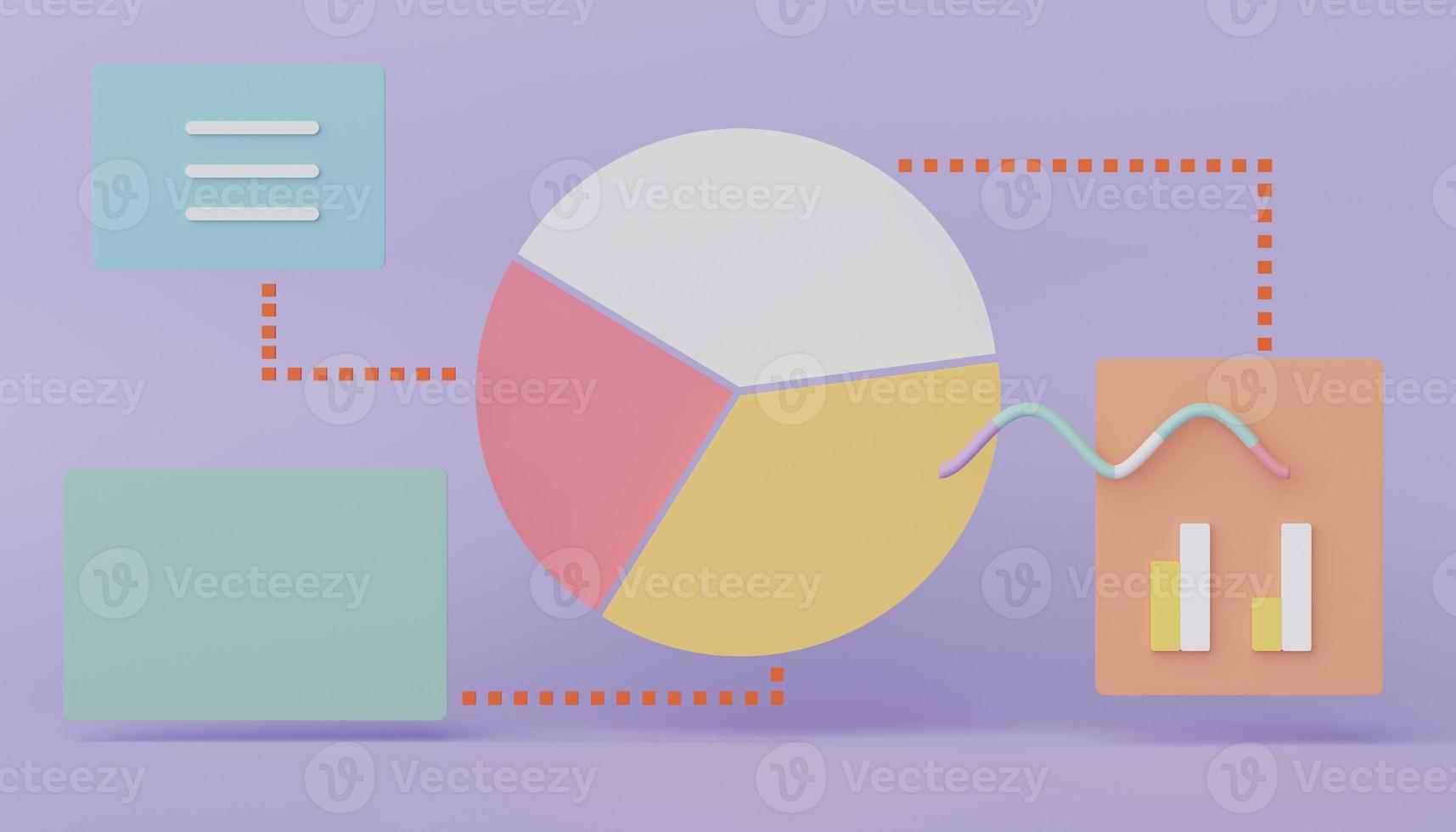 3d render SEO pie graph data an analytics. User interface for web banner and mock up. Business graph chart for future planning. Investment management and financial innovations. photo