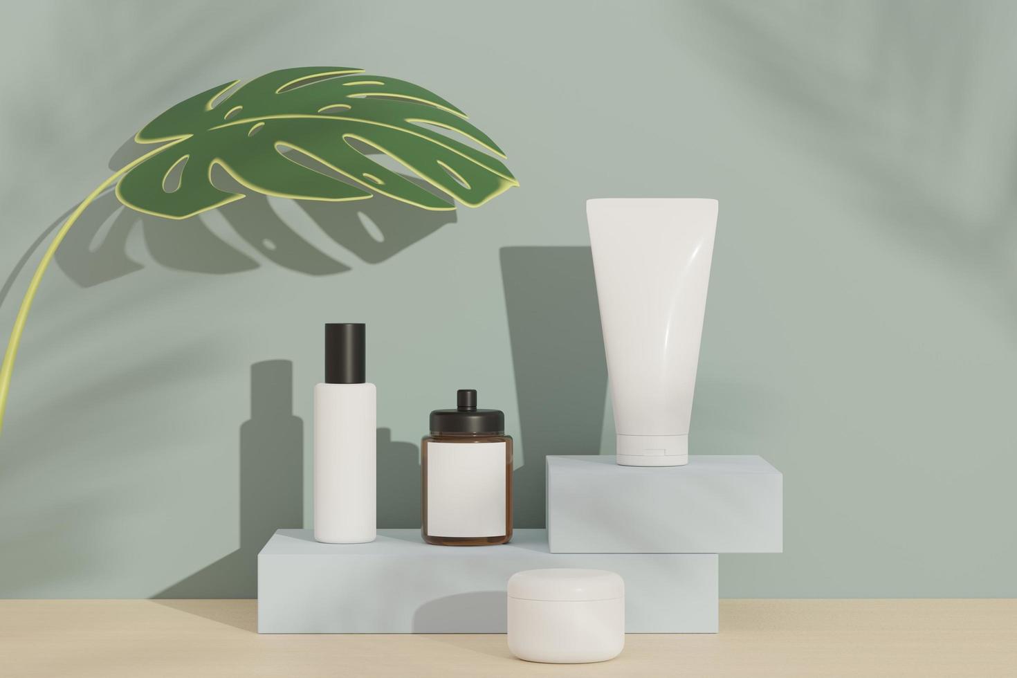 3d render of blank cosmetics skincare product or packaging for mock up. Terrazzo design. Beauty soap and spa concept. Lotion oil moisture for skin health. Premium and luxury design for branding. photo