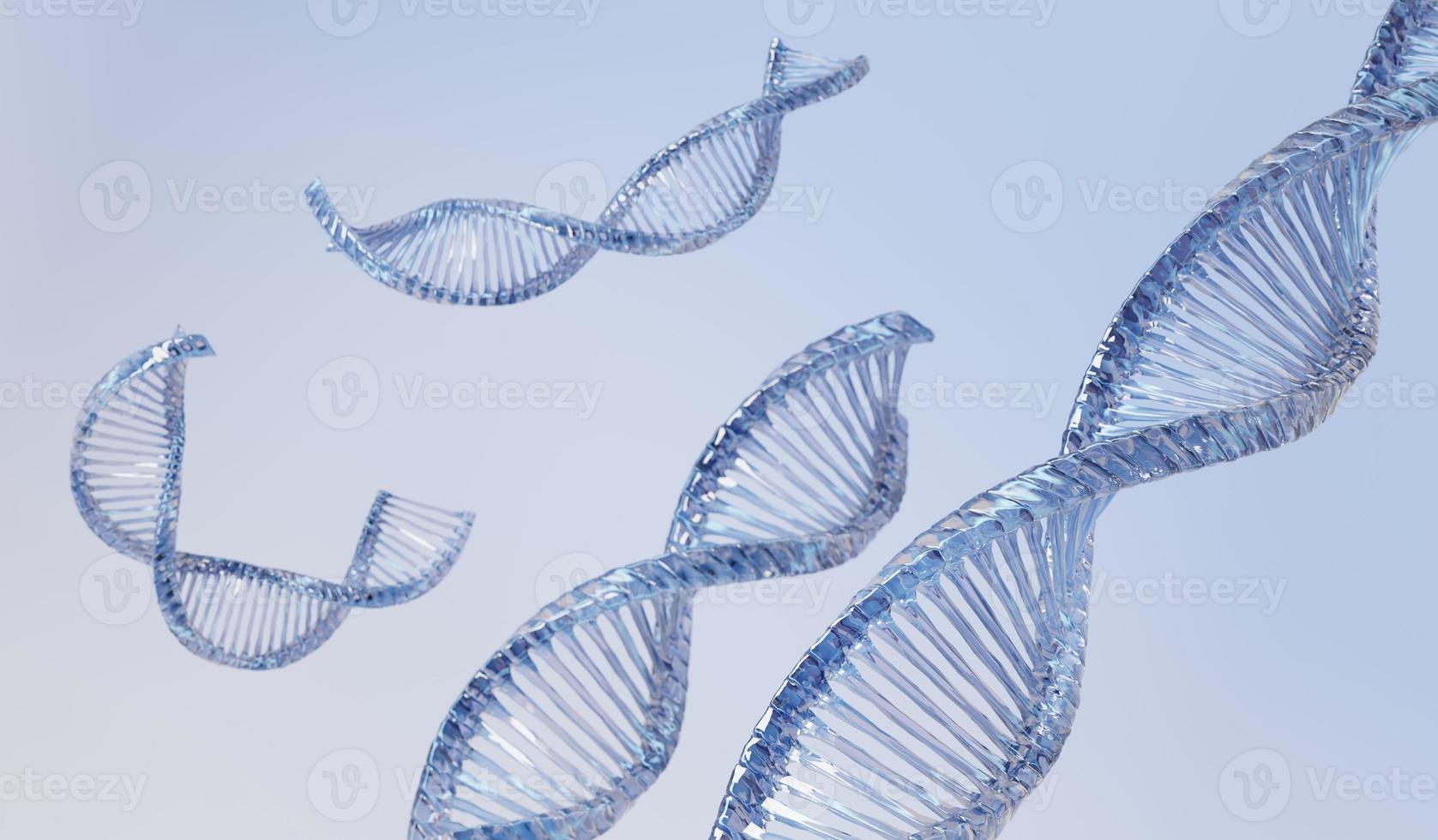 3d render Helix complementary strand of DNA of RNA. Sequences genetic code or genome. Gene expression. nucleotide database. The Central Dogma process of transcription and translation. Human gene. photo