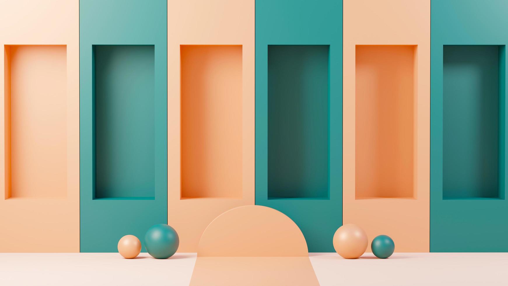 Plataforma de podio de visualización abstracta de renderizado 3d para presentación de productos y publicidad. fondo de escena mínimo con diseño limpio. pedestal vacante para maqueta. escenario vacío con color pastel para cosmética. foto