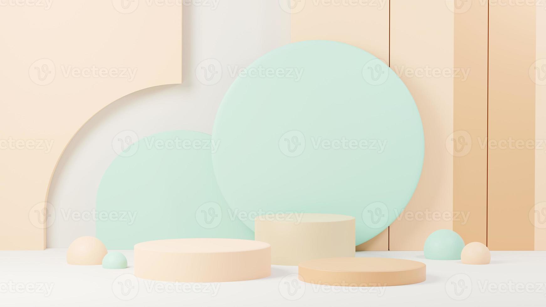 3d render abstract display podium platform for  product presentation and advertising. Minimal scene backdrop with clean design. Vacant pedestal for mock up. Empty stage with pastel color for cosmetic. photo