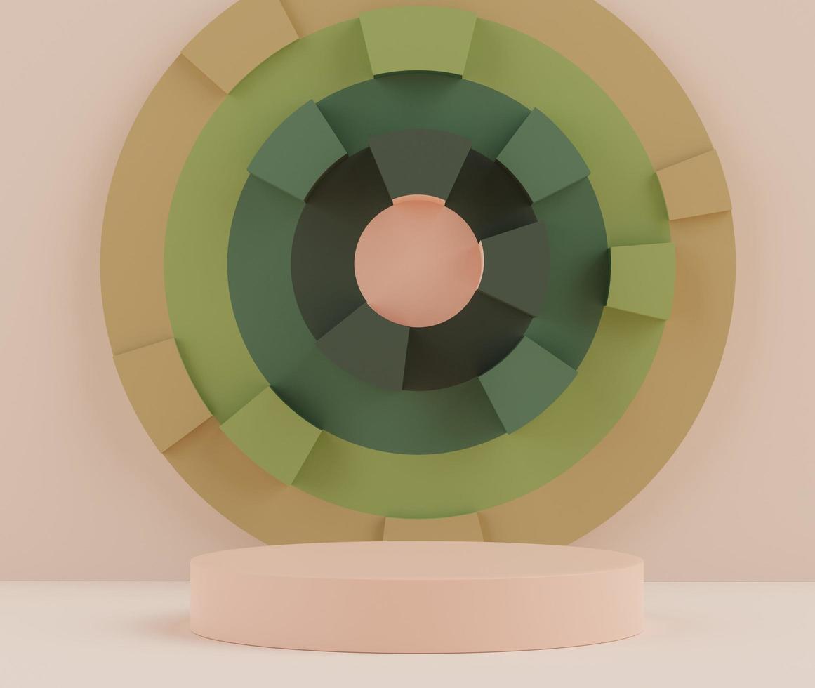 3d render abstract earth tone podium with clean background. Modern fashion display stand with simple geometric shapes. Empty vacant pedestal for showing cosmetics, products and presentation. photo