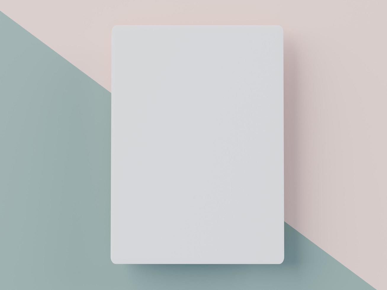 3d render top view of white blank banner or frame for mock up and display products with pastel background. photo