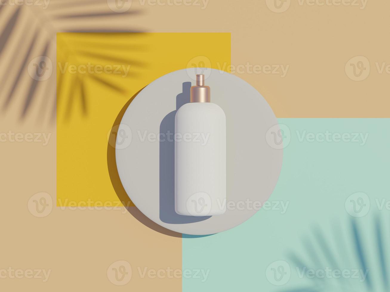 3d render of blank cosmetics skincare product or packaging for mock up. Beauty soap and spa concept. Lotion oil moisture for skin health. Premium and luxury design for branding. photo