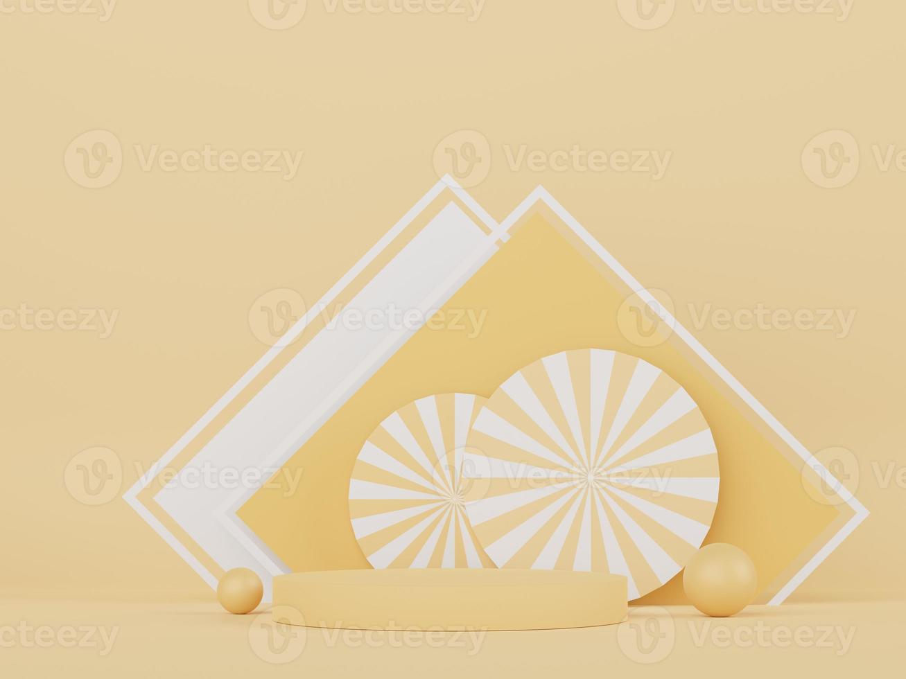 Podium for product placement with Retro modern and contemporary design. 3d rendering minimal scene for mock up and showing brand. Pedestal platform for cosmetic advertise. Various of arch simple. photo