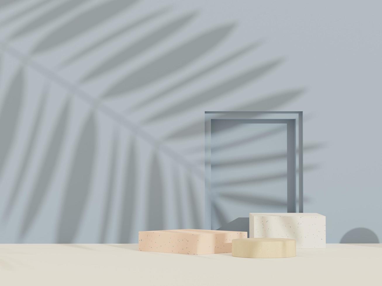3d abstract background Terrazzo podium for product presentation and brand advertising with shadow of leave. Empty scene for mock up. photo