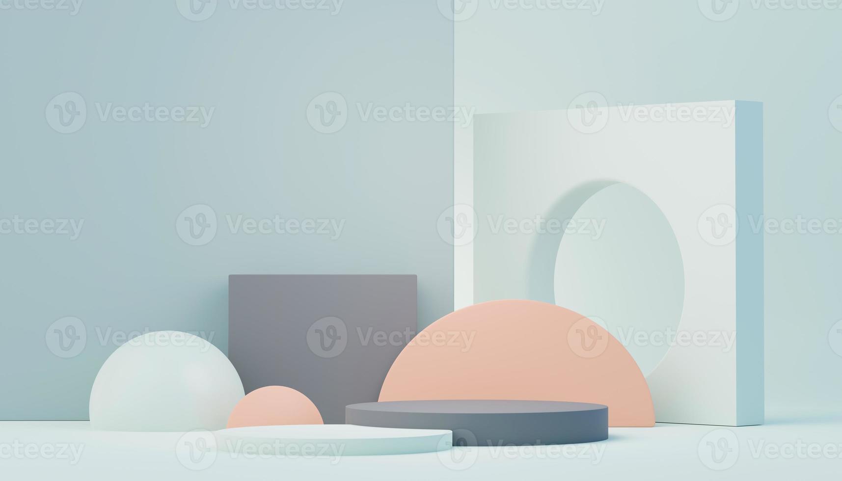 3d render abstract display podium platform for  product presentation and advertising. Minimal scene backdrop with clean design. Vacant pedestal for mock up. Empty stage with pastel color for cosmetic. photo