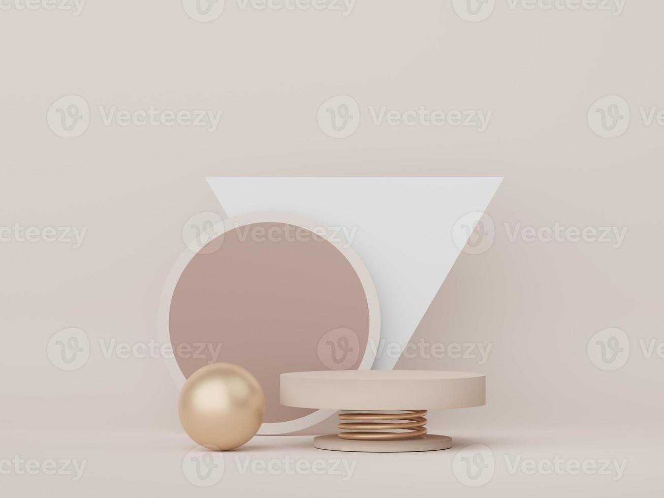 Abstract display podium with minimal geometric shapes design. 3d  rendering scene for mock up and product presentation. Pedestal platform for cosmetic advertise. photo