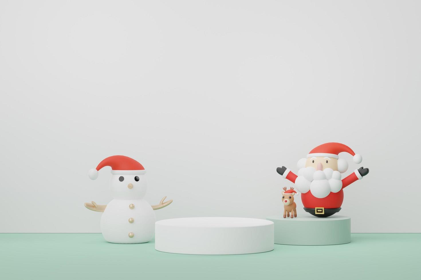 3d Display Podium for product and cosmetic presentation with Merry Christmas and Happy new year concept. Modern geometric. Platform for mock up and showing brand. Minimal clean design. photo