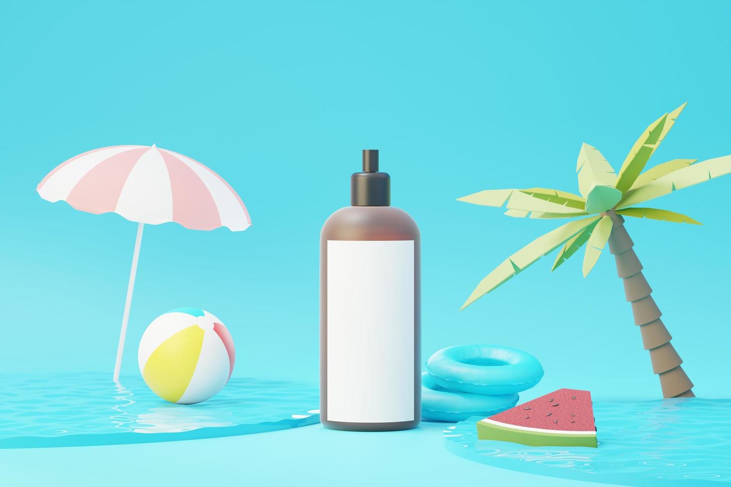 3d render of blank cosmetics skincare product or packaging for mock up. Beauty soap and spa concept. Lotion oil moisture for skin health. Premium and luxury design for branding. photo