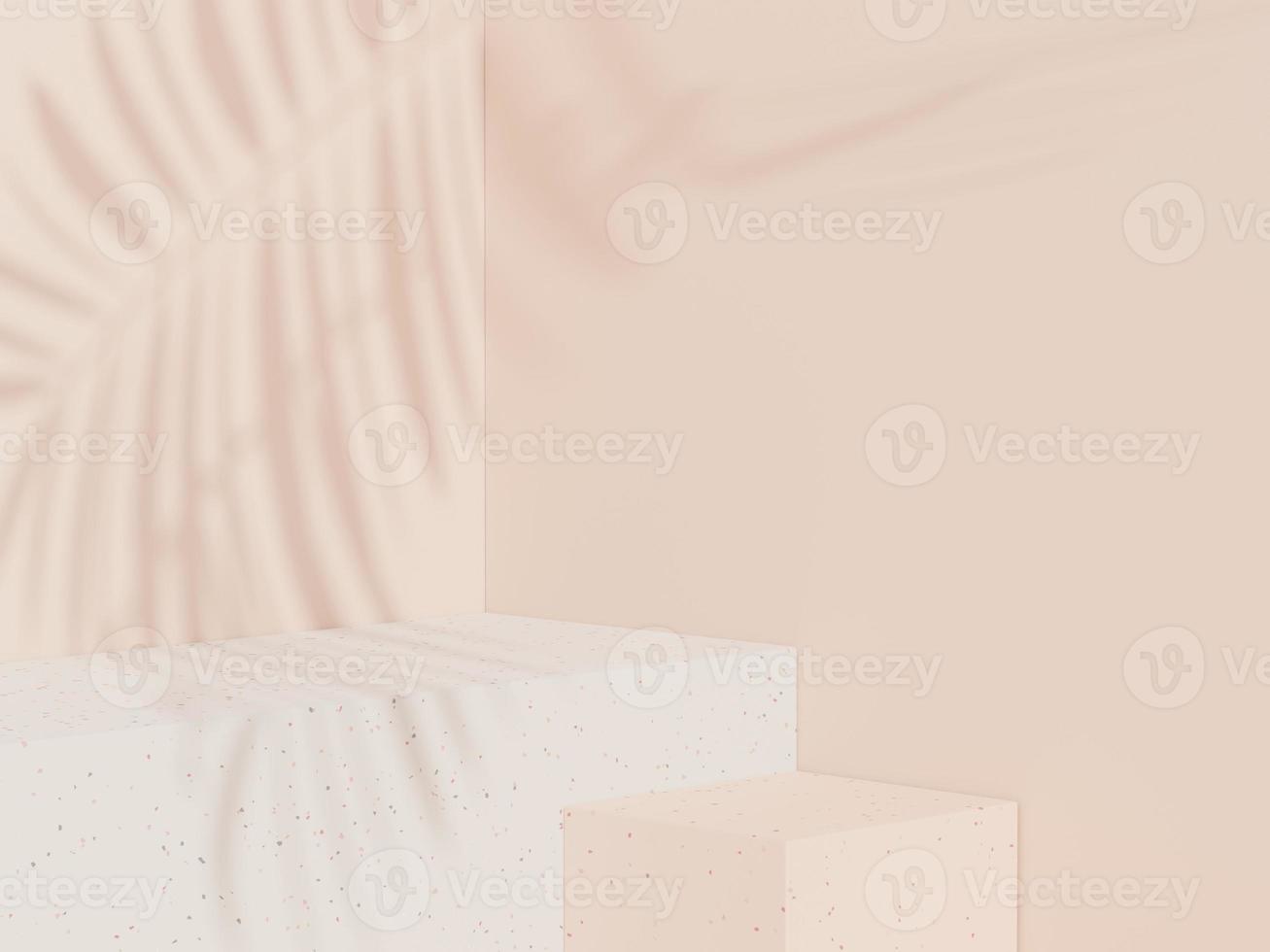 3d abstract background Terrazzo podium for product presentation and brand advertising with shadow of leave. Empty scene for mock up. photo