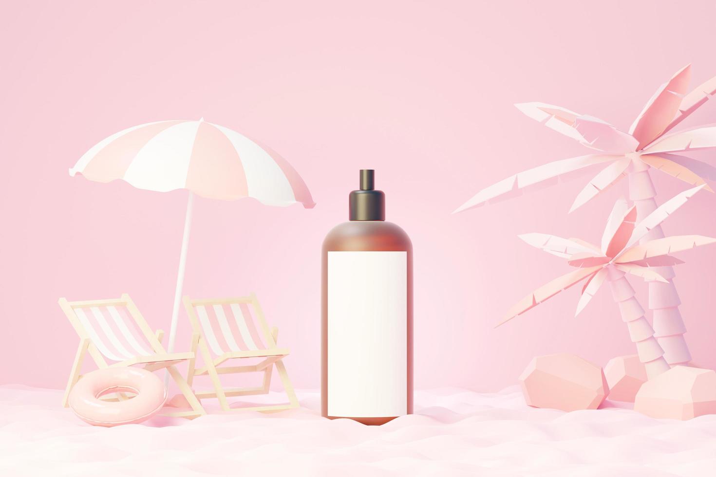 3d render of blank cosmetics skincare product or packaging for mock up. Beauty soap and spa concept. Lotion oil moisture for skin health. Premium and luxury design for branding. photo
