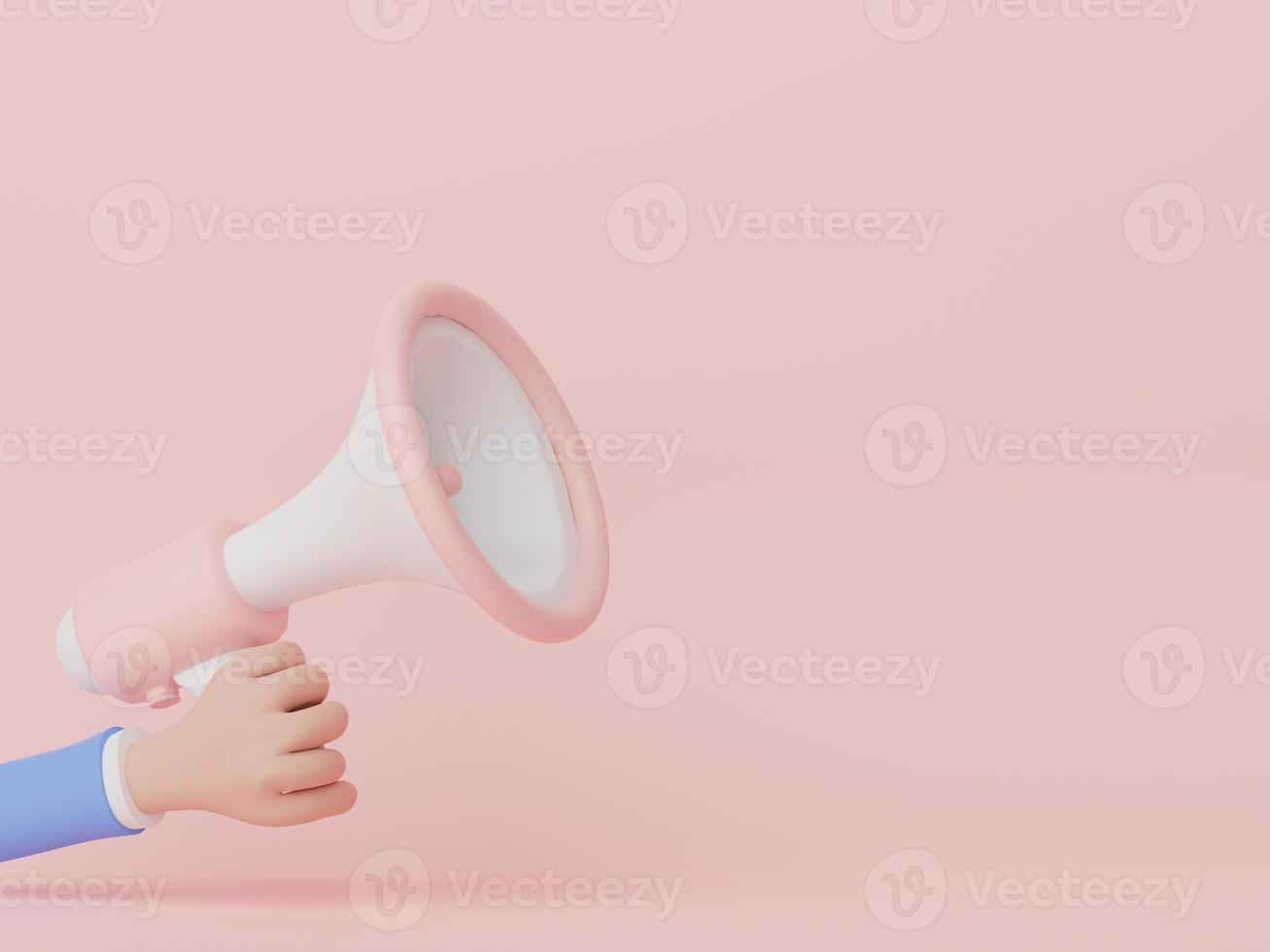 3d render of megaphone with speech bubble and copy space for mock up and web banner. photo
