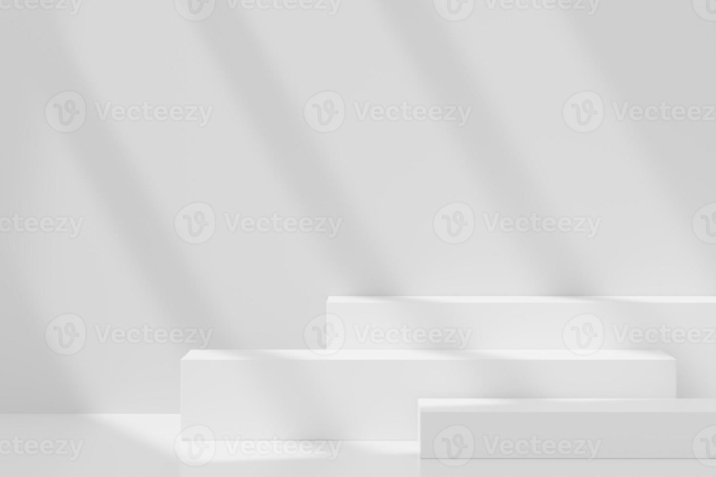 3d abstract background white podium for product presentation and brand advertising with shadow of windows and roof. Empty scene for mock up. photo