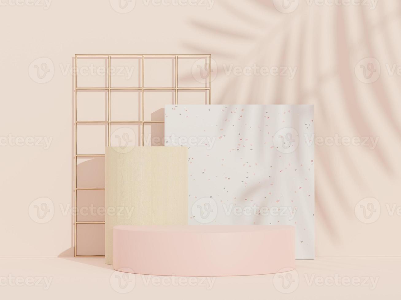 3d abstract background Terrazzo podium for product presentation and brand advertising with shadow of leave. Empty scene for mock up. photo