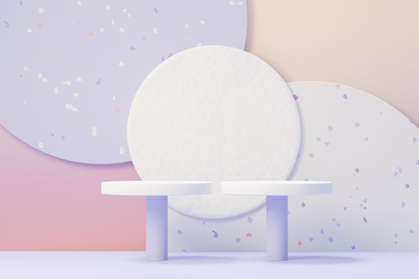 3d render of Beauty podium with Very Peri color of the year 2022 design for product presentation and advertising. Minimal pastel sky and Dreamy land scene. Romance concept. photo