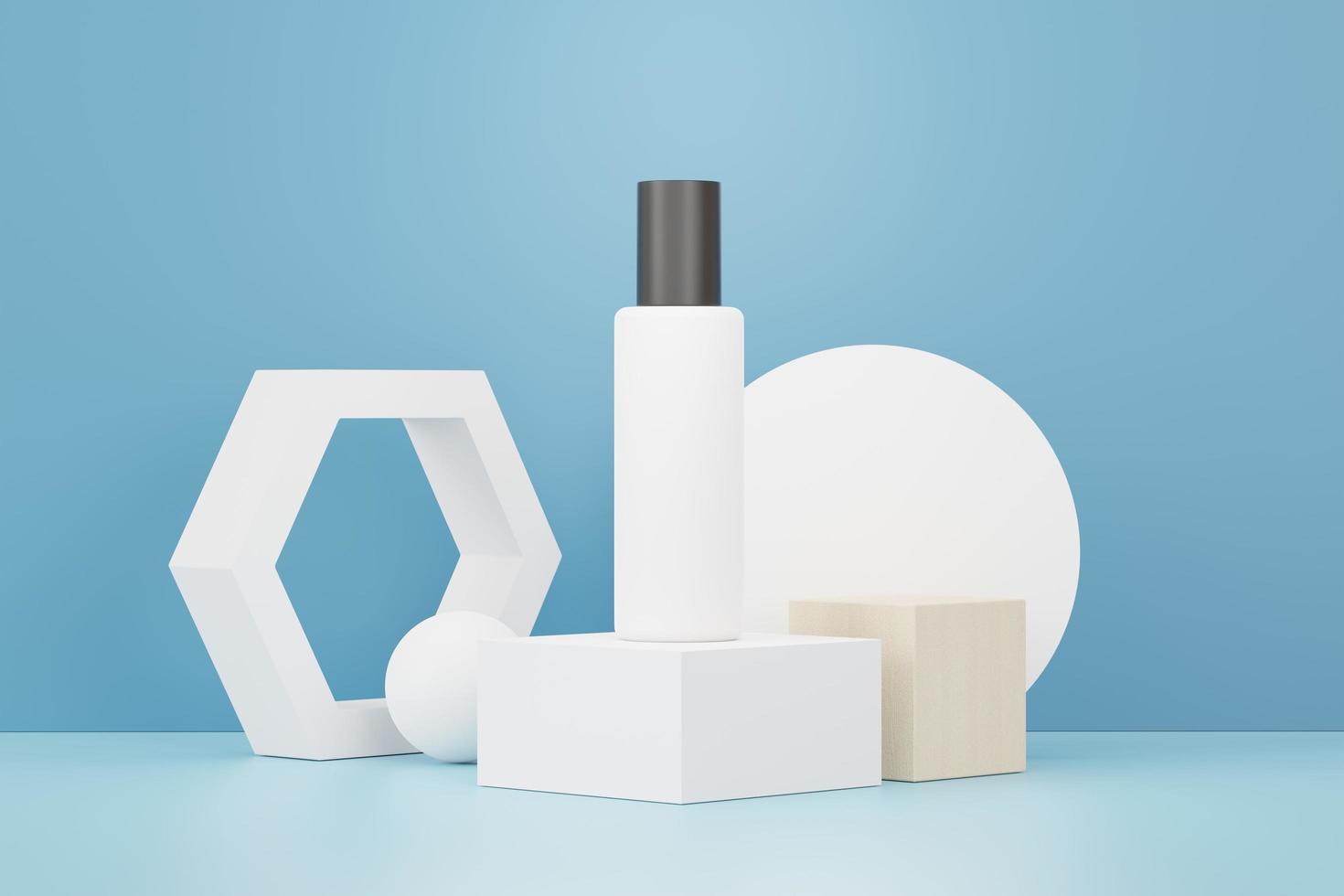 3d render of blank cosmetics skincare product or packaging for mock up. Beauty soap and spa concept. Lotion oil moisture for skin health. Premium and luxury design for branding. photo