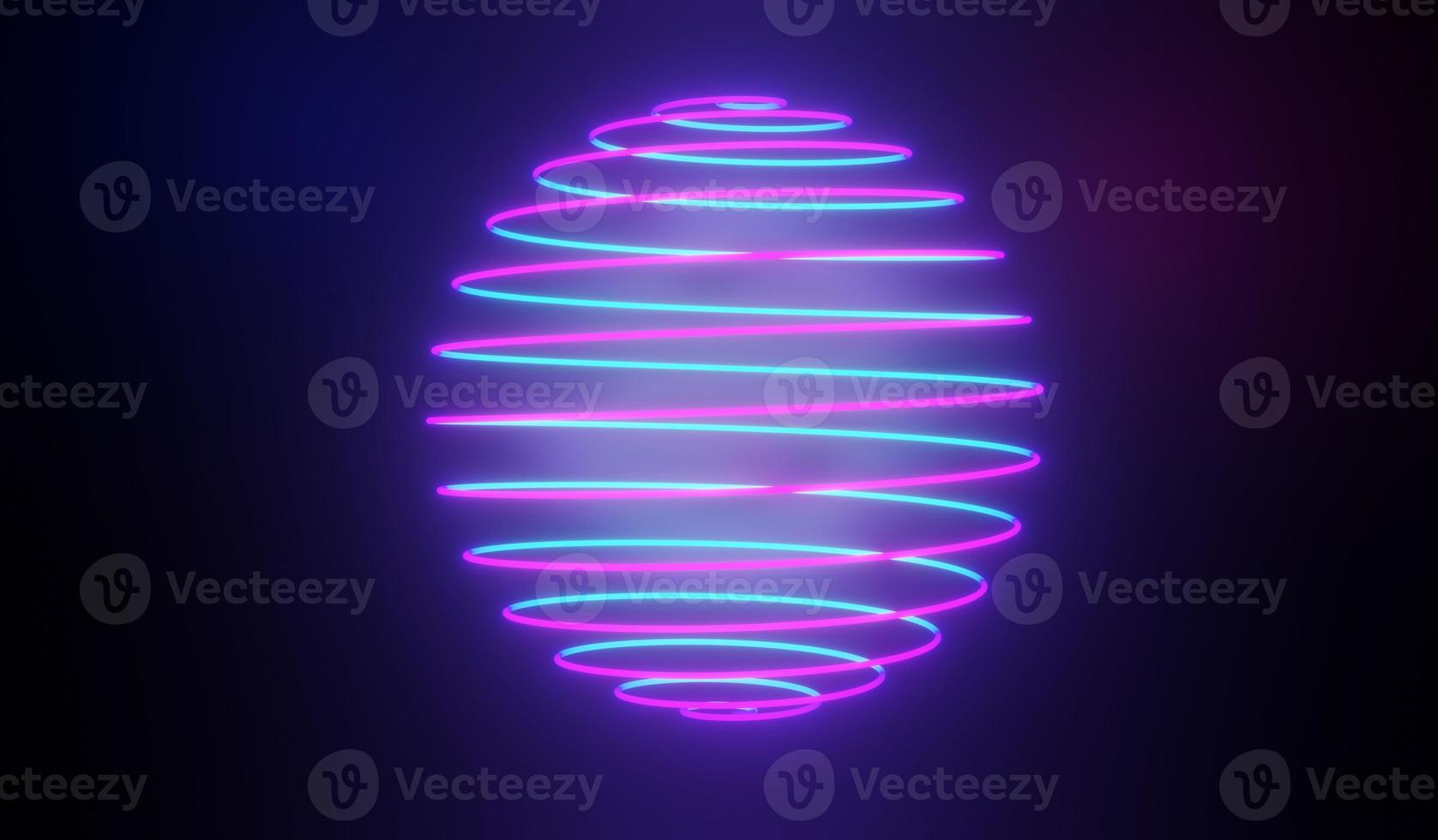 3d render of RGB neon light on darkness background. Abstract Laser lines show at night. Ultraviolet spectrum beam scene photo
