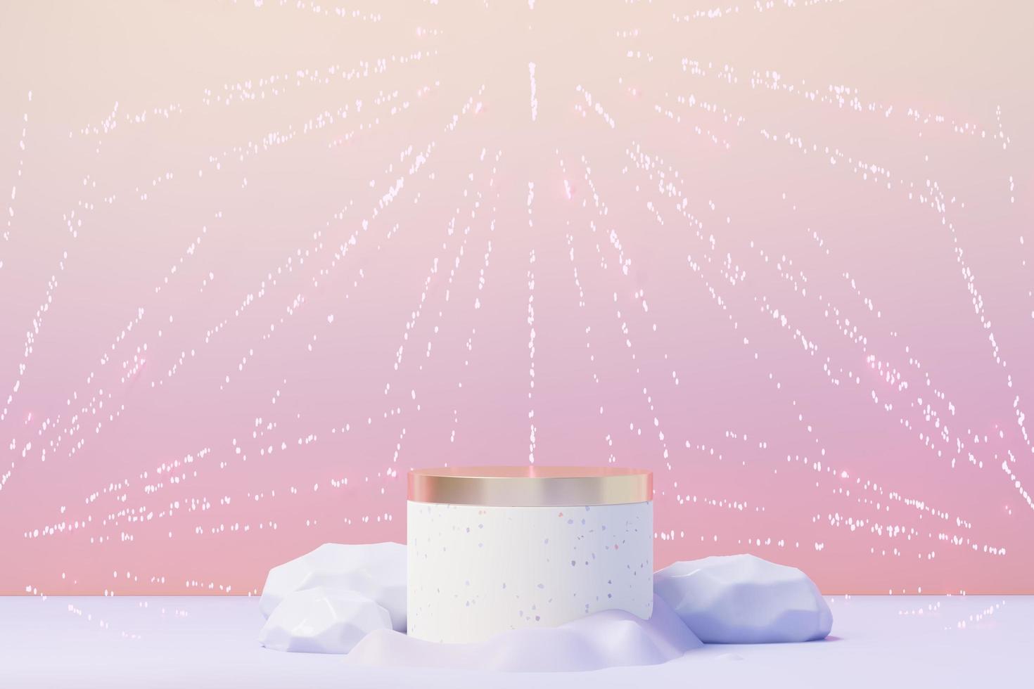 3d render of Beauty podium with Very Peri color of the year 2022 design for product presentation and advertising. Minimal pastel sky and Dreamy land scene. Romance concept. photo