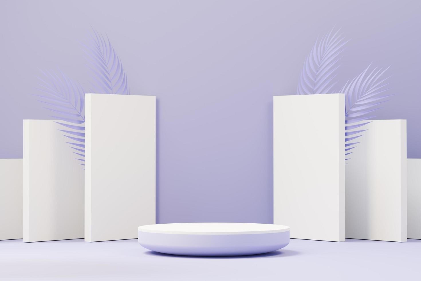3d render of Beauty podium with Very Peri color of the year 2022 design for product presentation and advertising. Minimal pastel sky and Dreamy land scene. Romance concept. photo