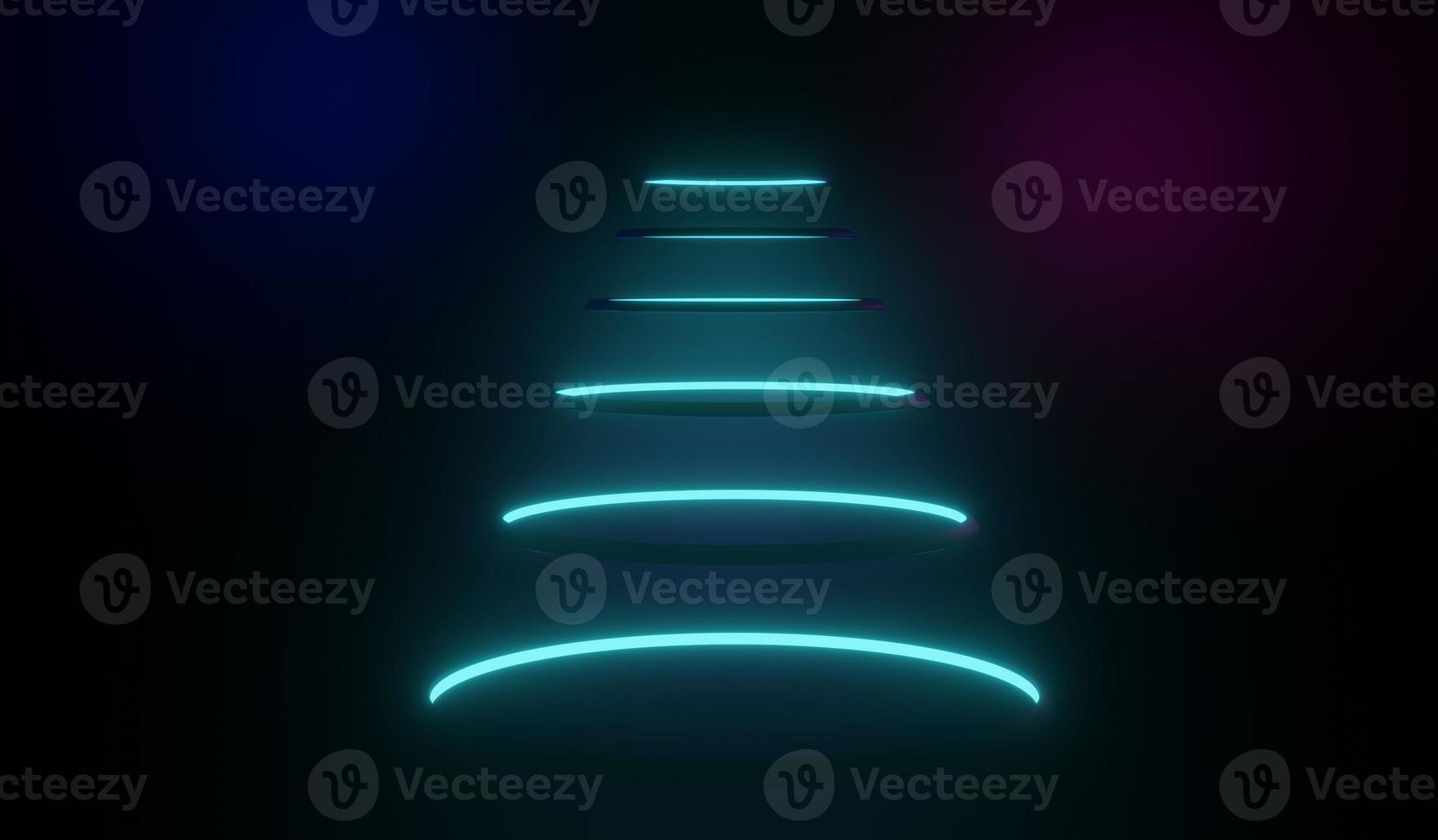 3d render of RGB neon light on darkness background. Abstract Laser lines show at night. Ultraviolet spectrum beam scene photo