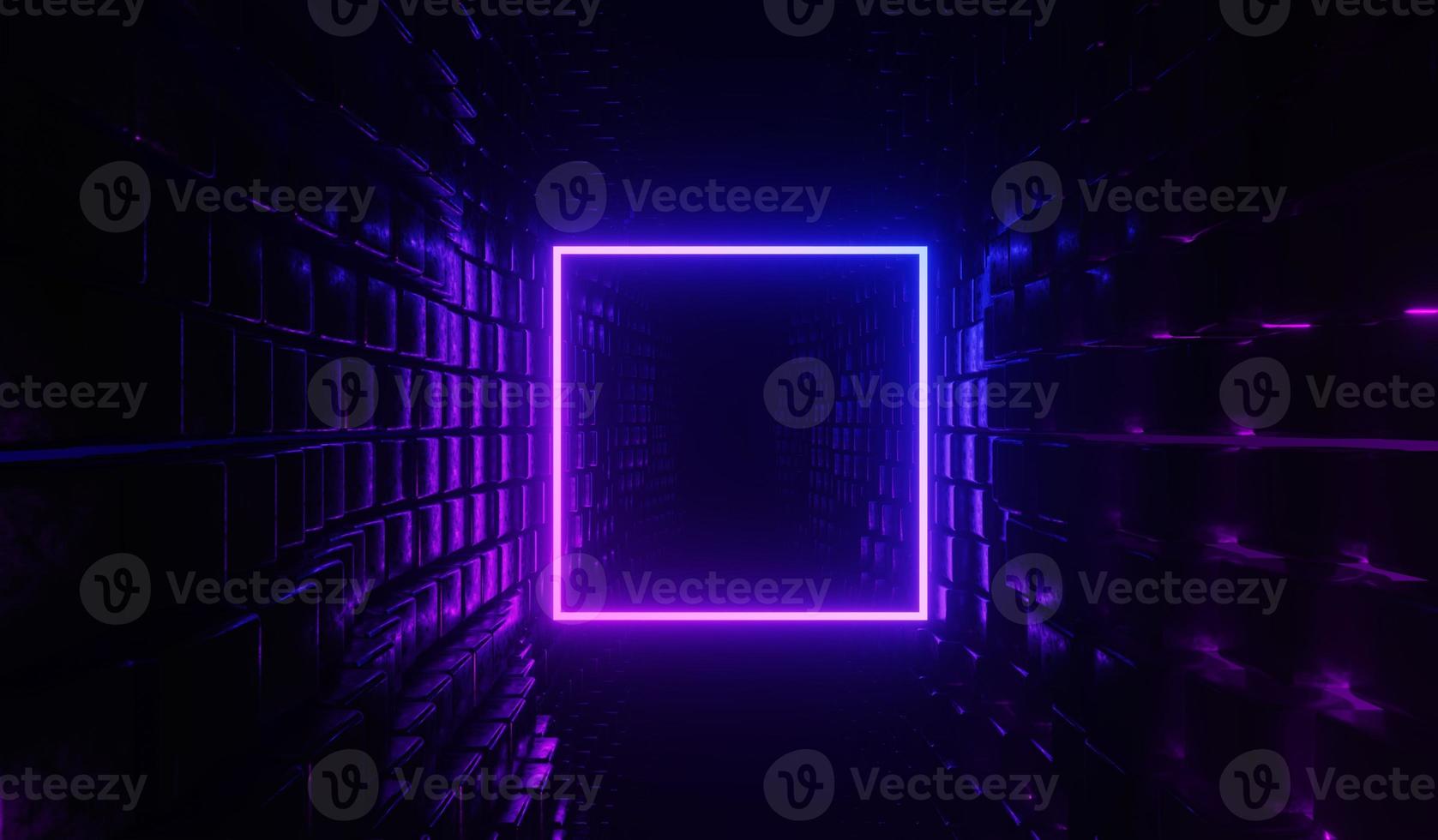 3d render of RGB neon light on darkness background. Abstract Laser lines show at night. Ultraviolet spectrum beam scene photo