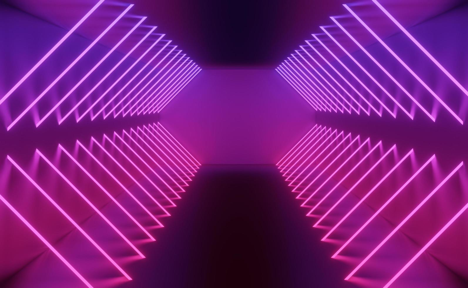 3d render of RGB neon light on darkness background. Abstract Laser lines show at night. Ultraviolet spectrum beam scene photo