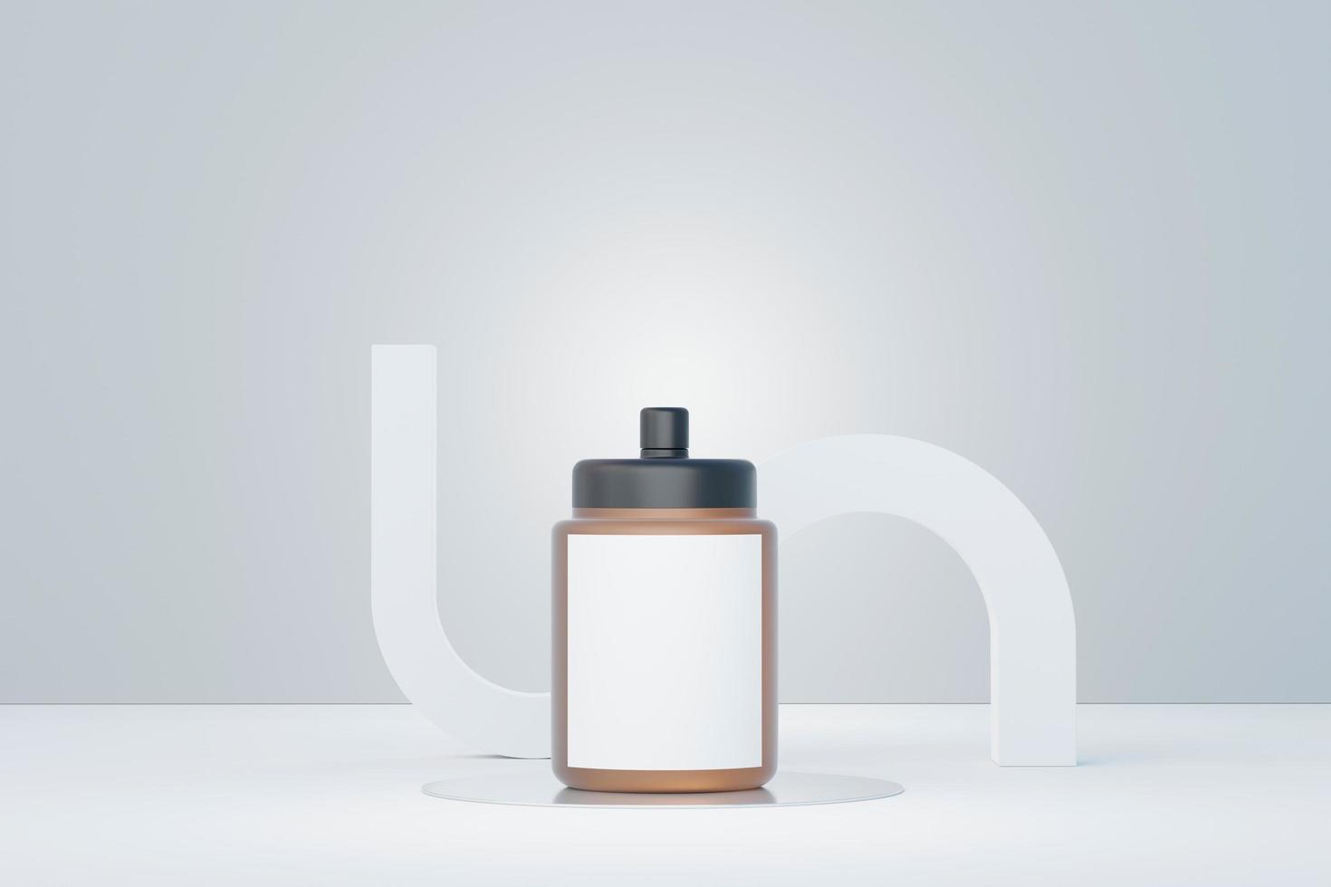 3d render of blank cosmetics skincare product or packaging for mock up. Beauty soap and spa concept. Lotion oil moisture for skin health. Premium and luxury design for branding. photo