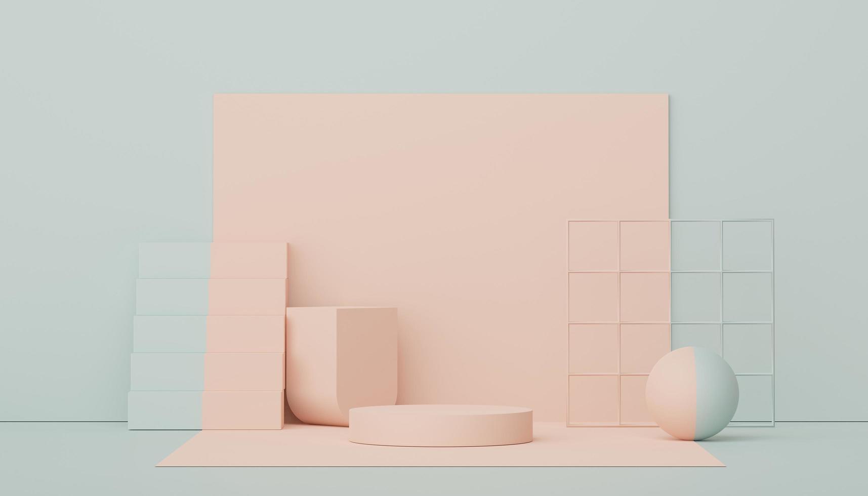 Podio de presentación 3d para presentación de productos y cosméticos. escena mínima para publicidad. fondo limpio abstracto para banner web y maqueta. formas geométricas simples. foto