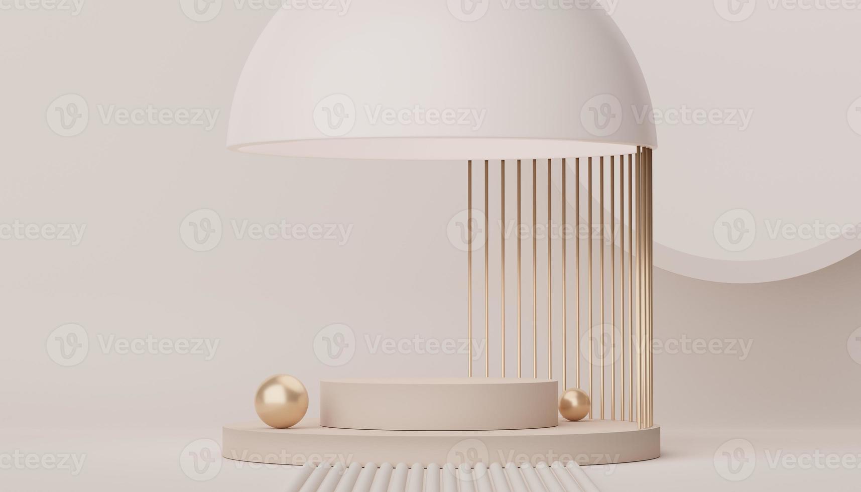 Abstract display podium with minimal geometric shapes design. 3d  rendering scene for mock up and product presentation. Pedestal platform for cosmetic advertise. photo
