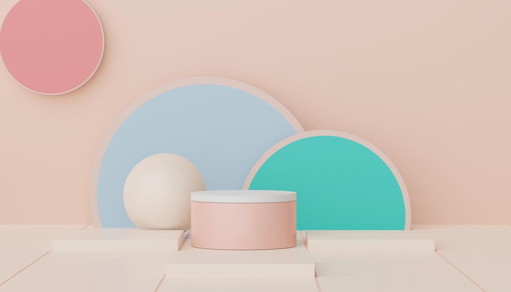 Abstract display podium with minimal geometric shapes design. 3d  rendering scene for mock up and product presentation. Pedestal platform for cosmetic advertise. photo